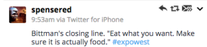 Bittman's parting words at ExpoWest