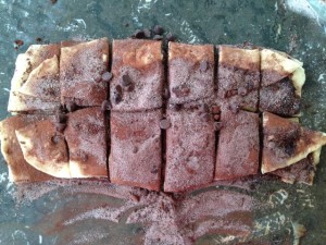 monkey bread strips ready for loaf pan